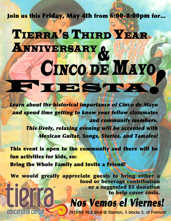 Celebrate Cinco De Mayo And Tierra S Third Year Anniversary Tierra Educational Center
